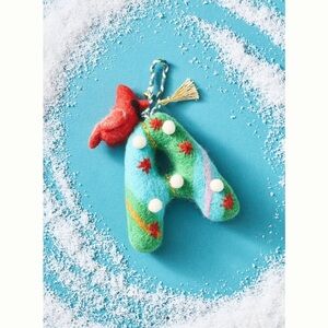 Anthropologie Forest Friends Monogram Felt Ornament Handmade Wool Critter NEW